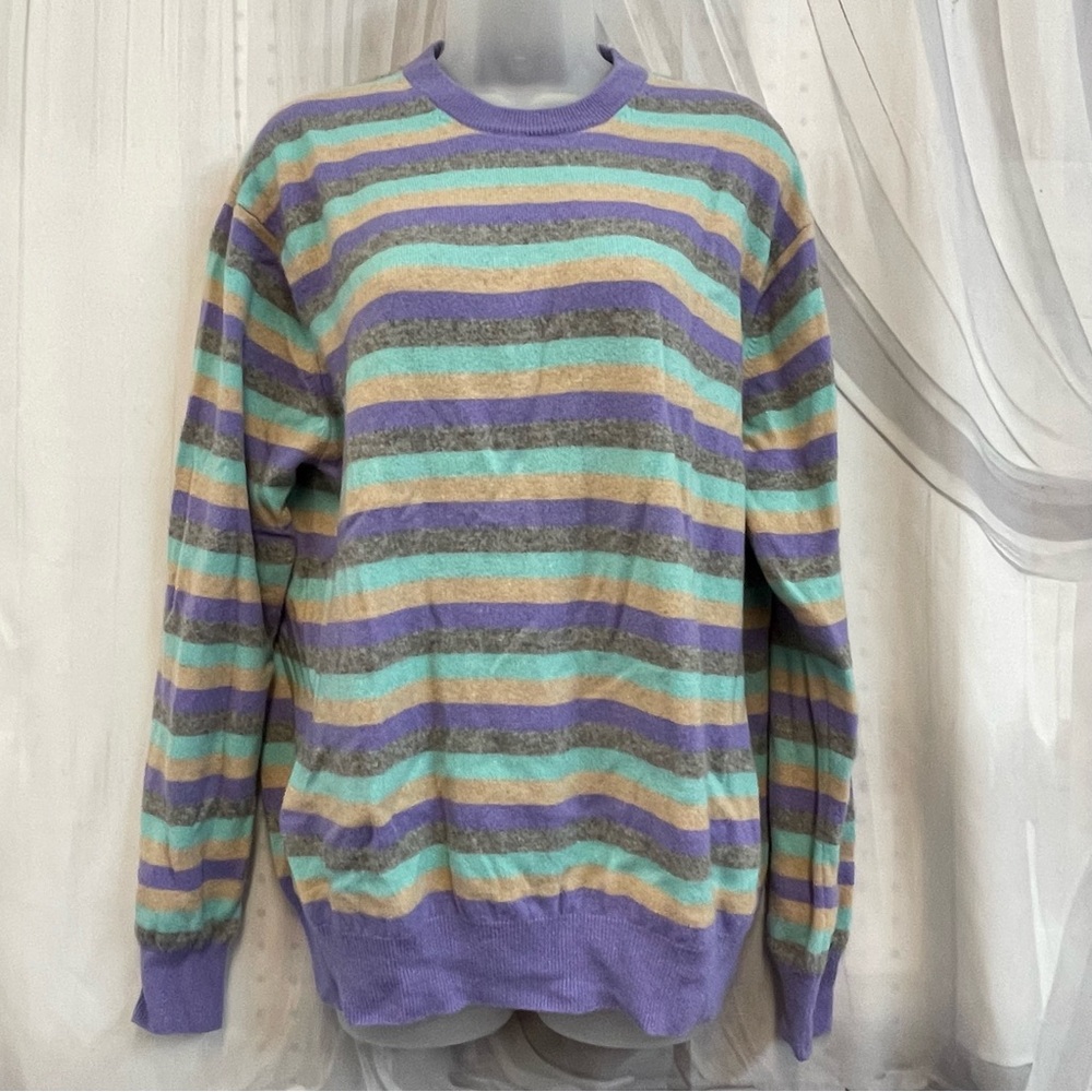 Striped Multicolor Women's Soft XL Pastel Y2K Spring Easter Sweater Soft Girl